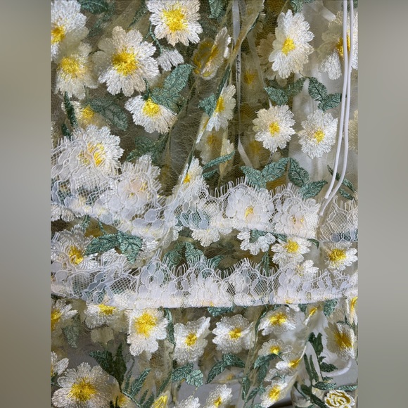 Free People For Love & Lemons Rachel Embroidered Lace Ruffles mini Dress XL - Picture 7 of 8